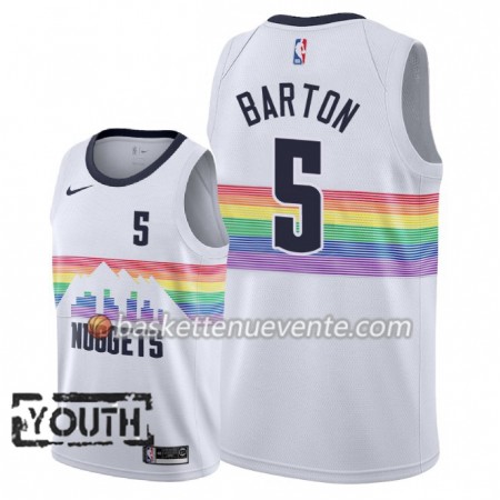 Maillot Basket Denver Nuggets Will Barton 5 2018-19 Nike City Edition Blanc Swingman - Enfant